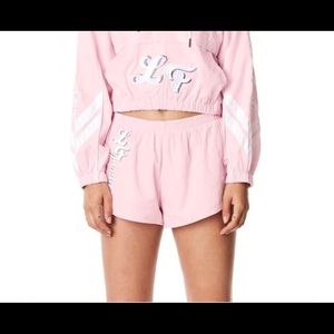 LF Store Pink Windbreaker Shorts With Piping